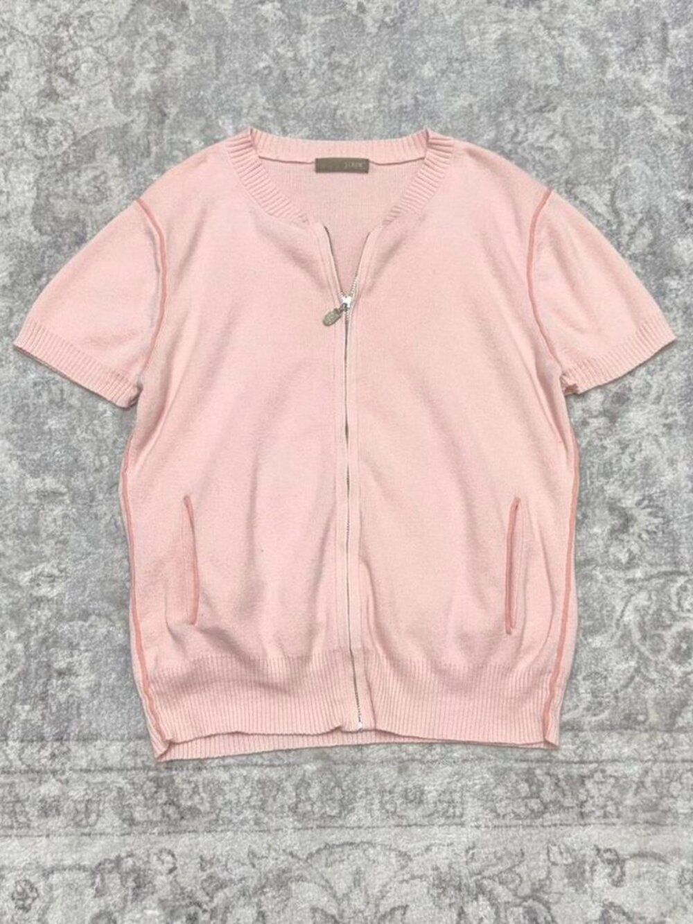 pink vintage J. Crew knit zip up sweater shirt